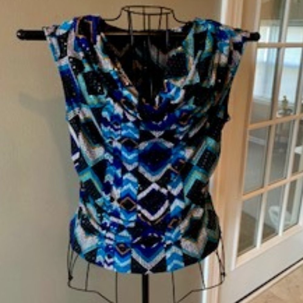 STYLE & CO PETITE LARGE SEQUINED SLEEVELESS TOP